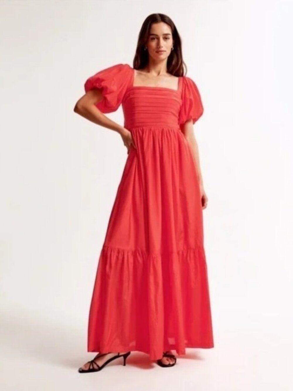 Abercrombie & Fitch Emerson Bow-Back Maxi dress in Orange/Red